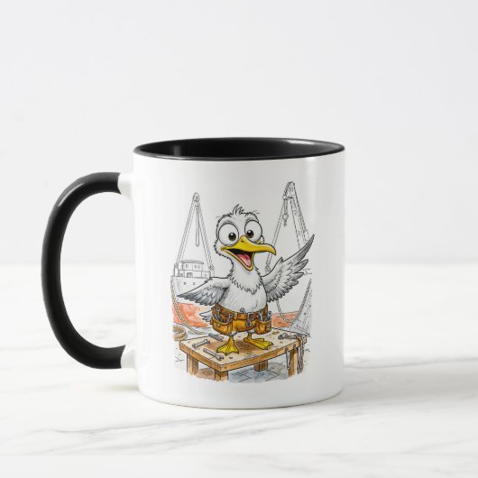 Comic-Vogel-Werftarbeiter Tasse (Links)