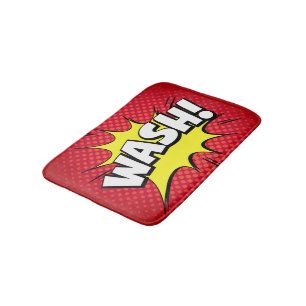 Comic "Wash!" Badermatte - rot Badematte
