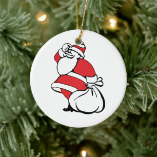 Comic-Weihnachten fröhlicher Weihnachtsmann, Sack Keramikornament