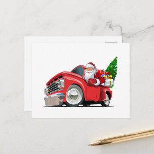Comic-Weihnachtswagen mit Santa Postkarte
