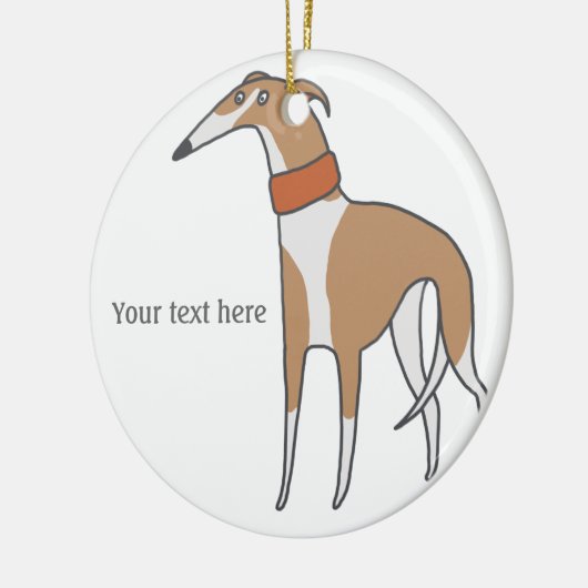 Comic Whippet Dog Keramik Ornament (Links)