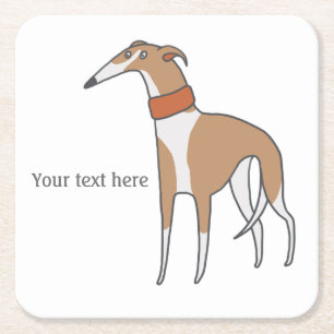 Comic Whippet Hund individuell anpassbar Rechteckiger Pappuntersetzer