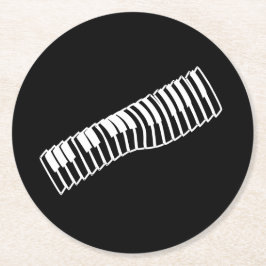 Comic White Line Art Zeichnete Musiktastatur Runder Pappuntersetzer
