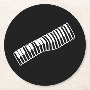 Comic White Line Art Zeichnete Musiktastatur Runder Pappuntersetzer