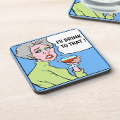 Comic Wine Drinker, bearbeiten Text, Untersetzer (Linke Seite)