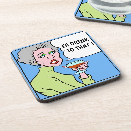 Comic Wine Drinker, bearbeiten Text, Untersetzer (Linke Seite)