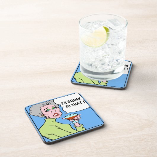 Comic Wine Drinker, bearbeiten Text, Untersetzer (Rechte Seite)