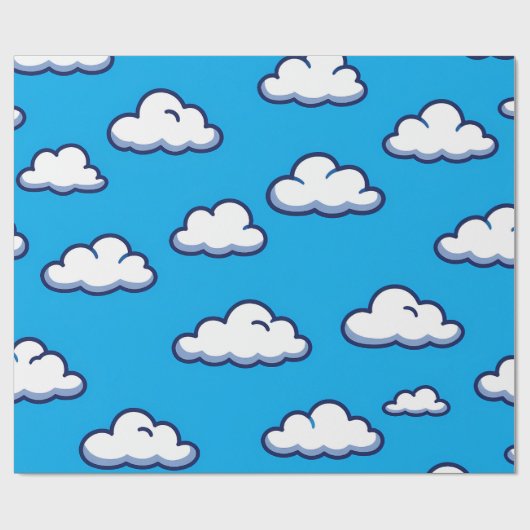 Comic-Wolkenmuster – Nahtloses Himmel-Design Geschenkpapier (Flach)