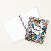 Comic-Zeichen Muster Kids sprechen Ballonname Notizblock (Innenseite)