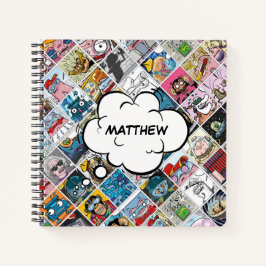 Comic-Zeichen Muster Kids sprechen Ballonname Notizblock