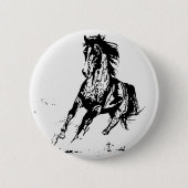 Comic Zeichnend Pferd Button (Vorderseite)