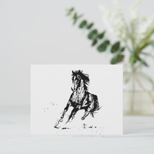 Comic Zeichnend Pferd Postkarte (Stehend Vorderseite)
