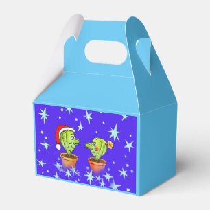 Comic-Zeichnung mit Neujahrskaktus Geschenkschachtel