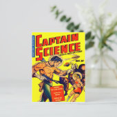 Comic zur Vintagen Science Fiction des Weltraumkri Postkarte (Stehend Vorderseite)