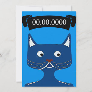 Comical Blue Cat Einladung, Text hinzufügen Einladung