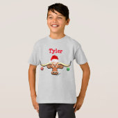 Comical Christmas Longhorn Steer T-Shirt (Vorne ganz)