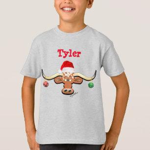 Comical Christmas Longhorn Steer T-Shirt