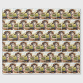 Comical Donkey trägt einen Strohhut Geschenkpapier (Flach)