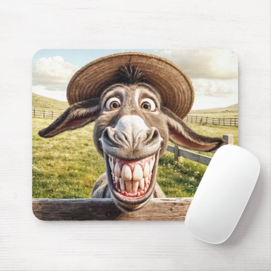 Comical Donkey trägt einen Strohhut Mousepad (Mit Mouse)