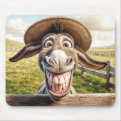 Comical Donkey trägt einen Strohhut Mousepad (Vorne)