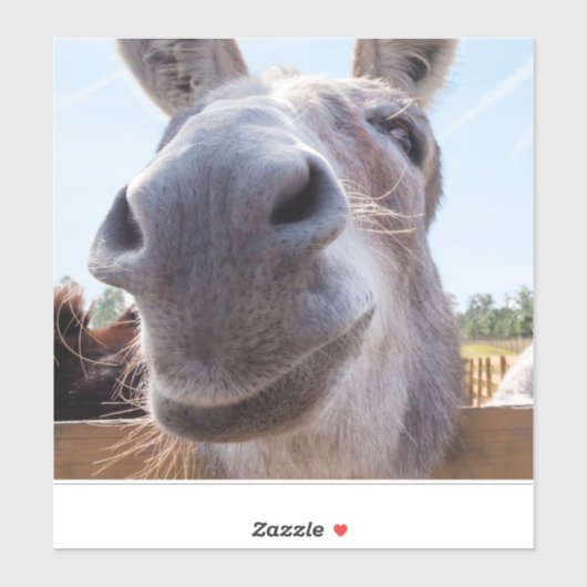 Comical Gray Smiling Donkey Aufkleber (Blatt)