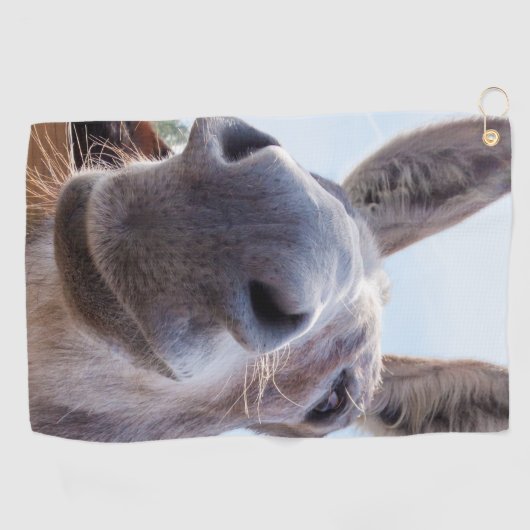 Comical Gray Smiling Donkey Golfhandtuch (Horizontal)