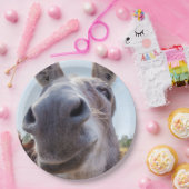 Comical Gray Smiling Donkey Pappteller (Party)