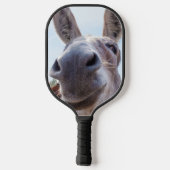 Comical Gray Smiling Donkey Pickleball Schläger (Rückseite)