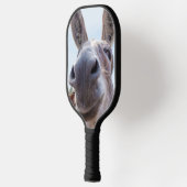 Comical Gray Smiling Donkey Pickleball Schläger (Links)
