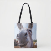 Comical Gray Smiling Donkey Tasche (Vorderseite)