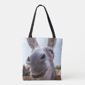 Comical Gray Smiling Donkey Tasche (Rückseite)