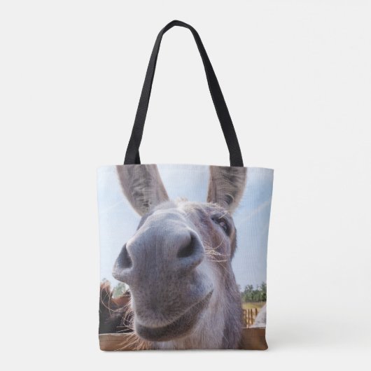 Comical Gray Smiling Donkey Tasche (Rückseite)