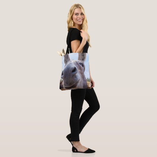 Comical Gray Smiling Donkey Tasche (Am Model)