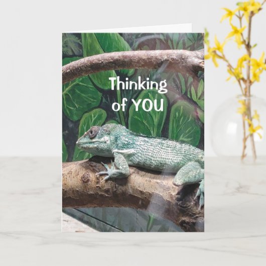 COMICAL LIZARD SAGT "GLÜCKLICHER GEBURTSTAG" KARTE (Gelbe Blume)