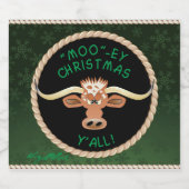 Comical Longhorn Steer Bierflaschenetikett (Einzelnes Label)