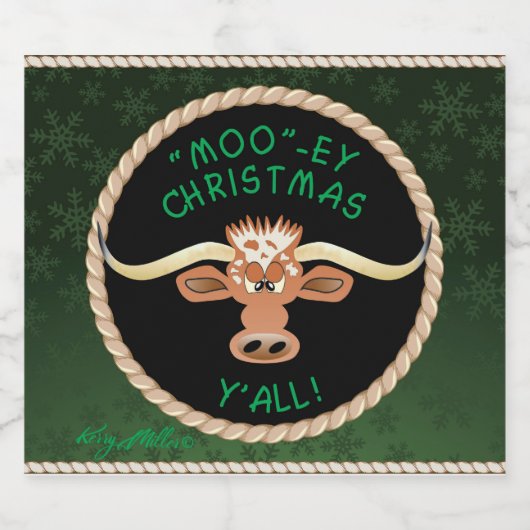 Comical Longhorn Steer Bierflaschenetikett (Einzelnes Label)