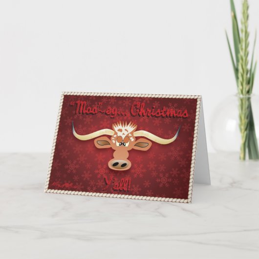 Comical Longhorn Steer Feiertagskarte (Vorderseite)