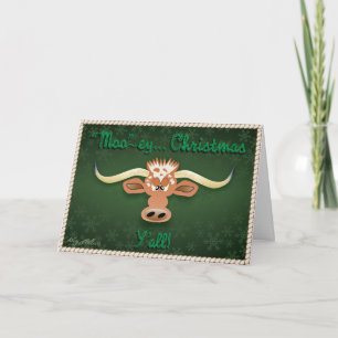 Comical Longhorn Steer Feiertagskarte