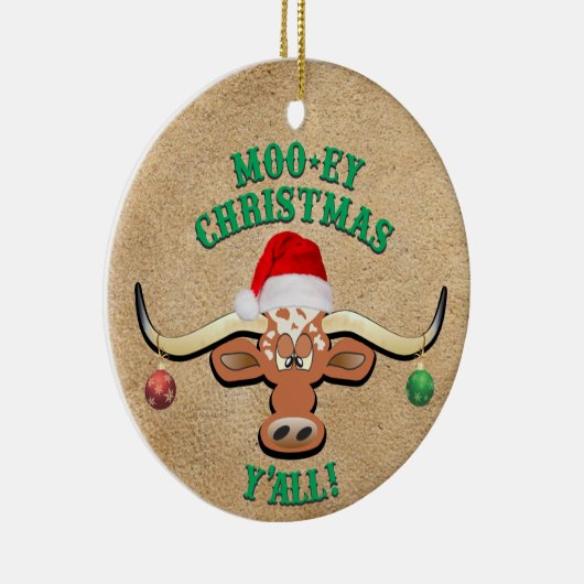 Comical Longhorn Steer Keramik Ornament (Rechts)