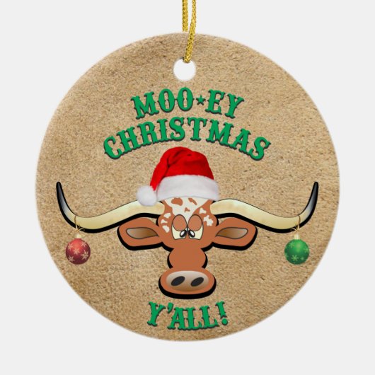 Comical Longhorn Steer Keramik Ornament (Vorne)