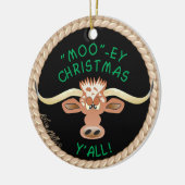 Comical Longhorn Steer Keramik Ornament (Links)