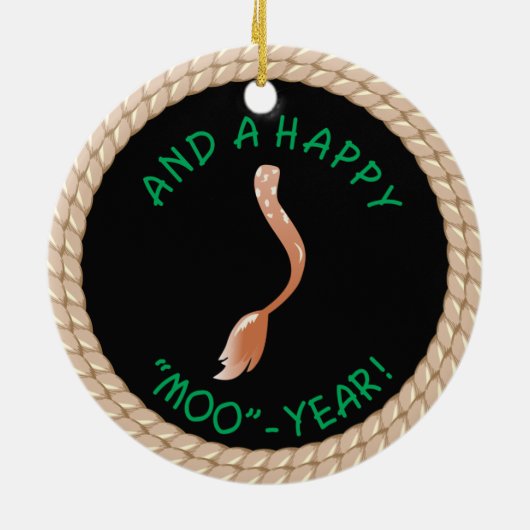 Comical Longhorn Steer Keramik Ornament (Hinten)