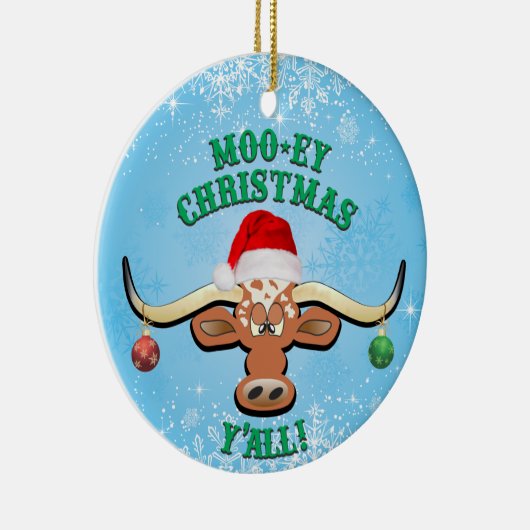 Comical Longhorn Steer Keramik Ornament (Rechts)