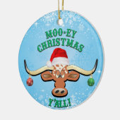 Comical Longhorn Steer Keramik Ornament (Links)