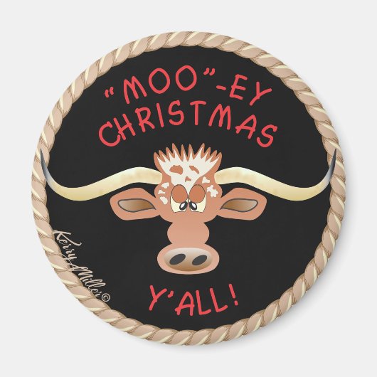 Comical Longhorn Steer Magnet (Vorne)