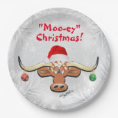 Comical Longhorn Steer Paper Plate Pappteller (Vorderseite)