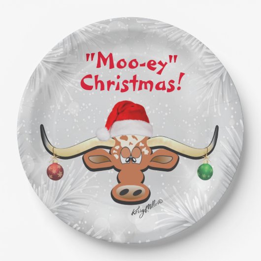 Comical Longhorn Steer Paper Plate Pappteller (Vorderseite)