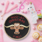 Comical Longhorn Steer Pappteller (Party)
