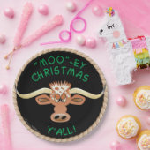 Comical Longhorn Steer Pappteller (Party)