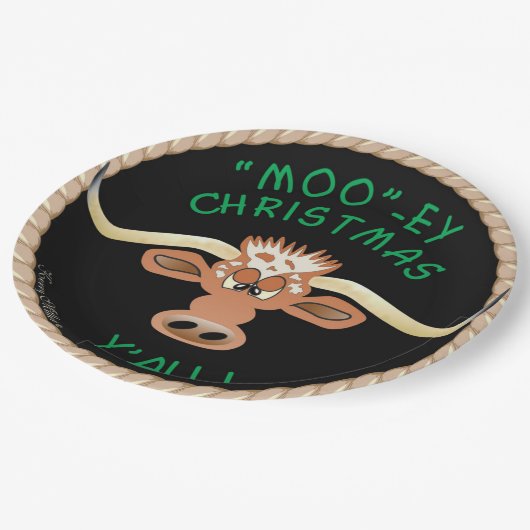 Comical Longhorn Steer Pappteller (Schrägansicht)